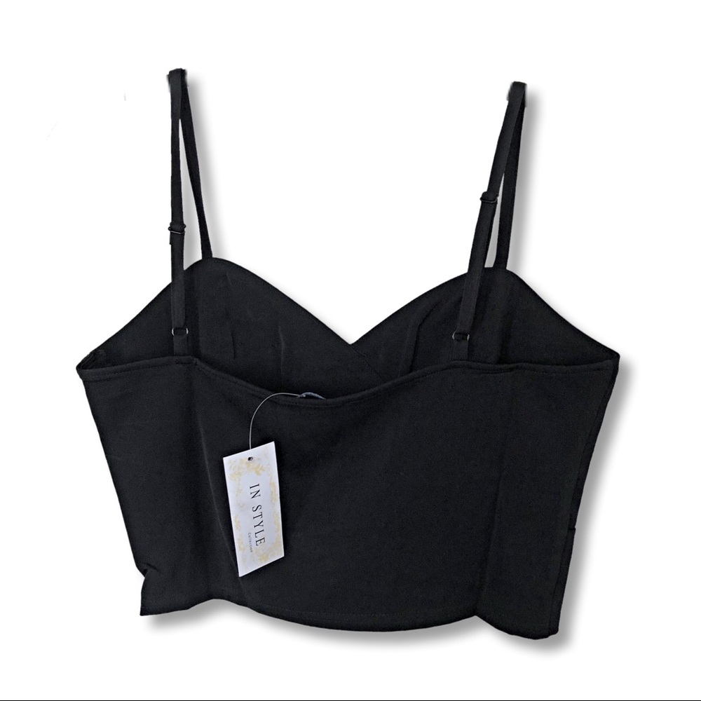 NWT Black Crop Tank Top with Sweetheart Cut - Picture 2 of 2